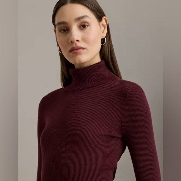 Lauren Ralph Lauren Ribbed Turtleneck Sweater, Dark Garnet, size XS - Picture 5 of 9